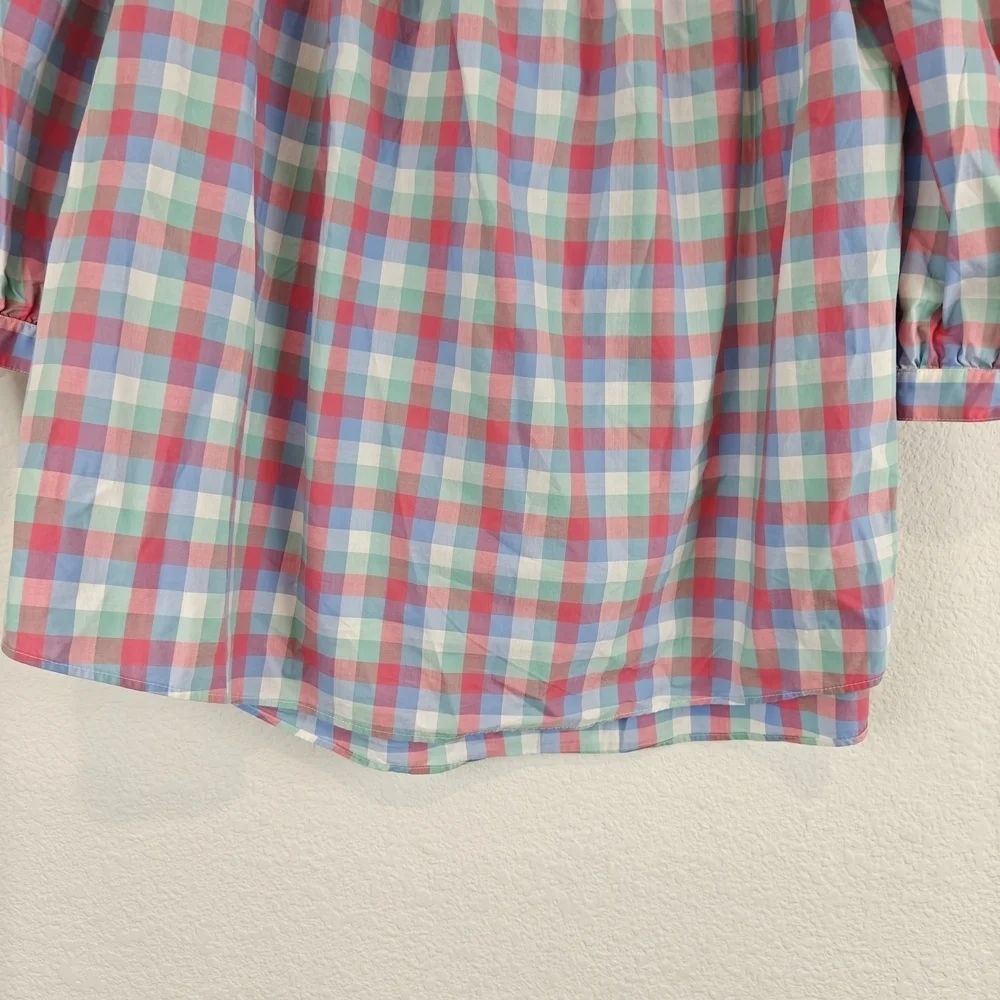 Kate Spade Nwot Madras Plaid Off Shoulder Cotton Top Broome St Size M